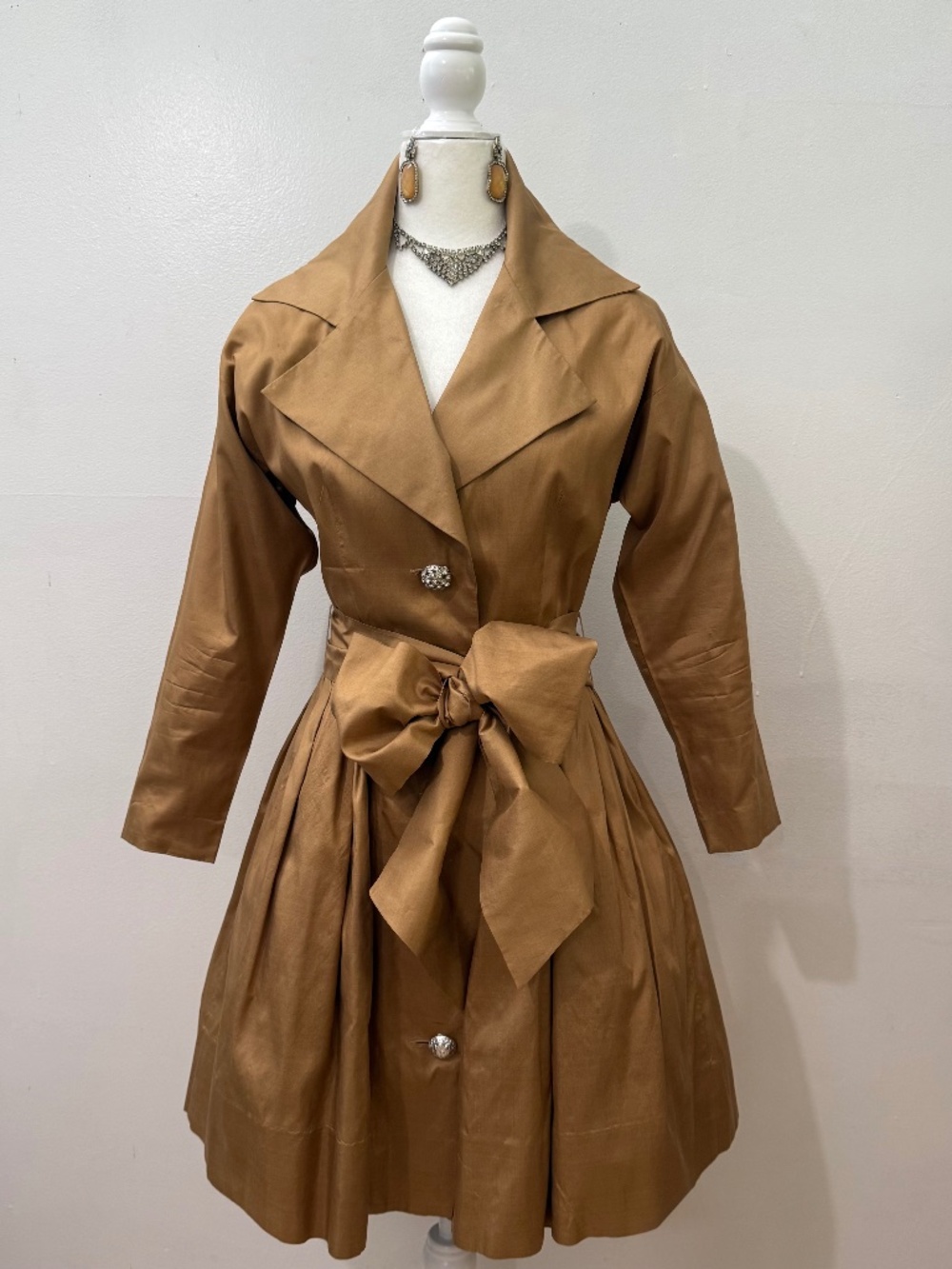 True VTG Catherine Regehr Silk Taffeta Jacket Dress, XS Old Hollywood